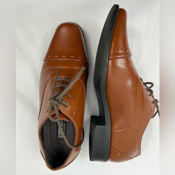 STACY ADAMS Cognac Brown Templeton Oxford Cap Toe Dress Shoes Kid's Size 13.5M - Picture 6 of 11